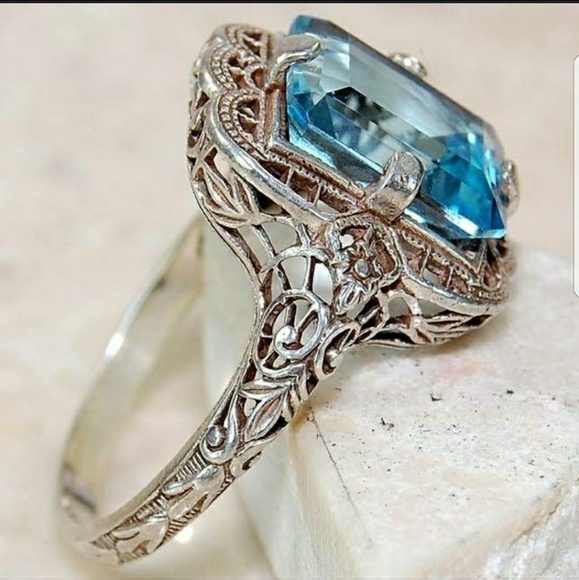 Luxury Brand Jewelry - Natural Aquamarine Sky Blue .925 STERLING SILVER